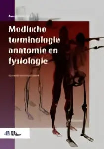 Medische terminologie anatomie en fysiologie boek met rode en witte omslag en zwarte menselijke silhouetten