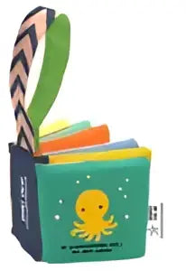 Een levendig, kleurrijk octopus-thema portemonnee van zachte stof als onderdeel van zachte buggy boekjes collectie