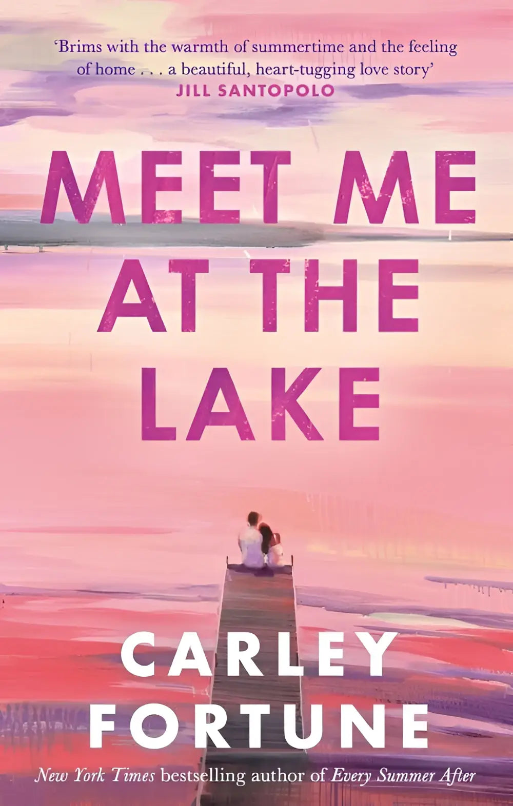 Pink en paarse gradient boekomslag voor meet me at the lake van carley fortune met thema the lake