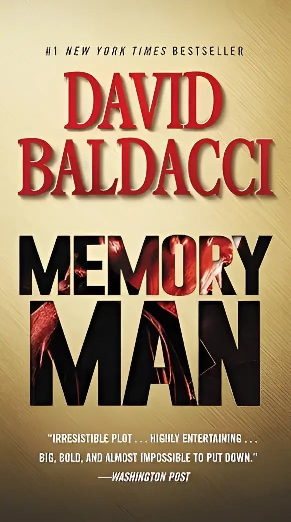 Rode en zwarte omslag van het large print boek memory man van david baldacci amos decker serie 1