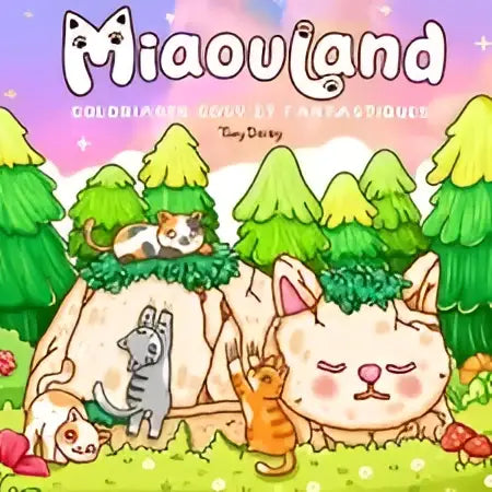 Miaouland kleurboek met schattige katten in een betoverd bos voor nederlandstalige kinderen van tiny daisy