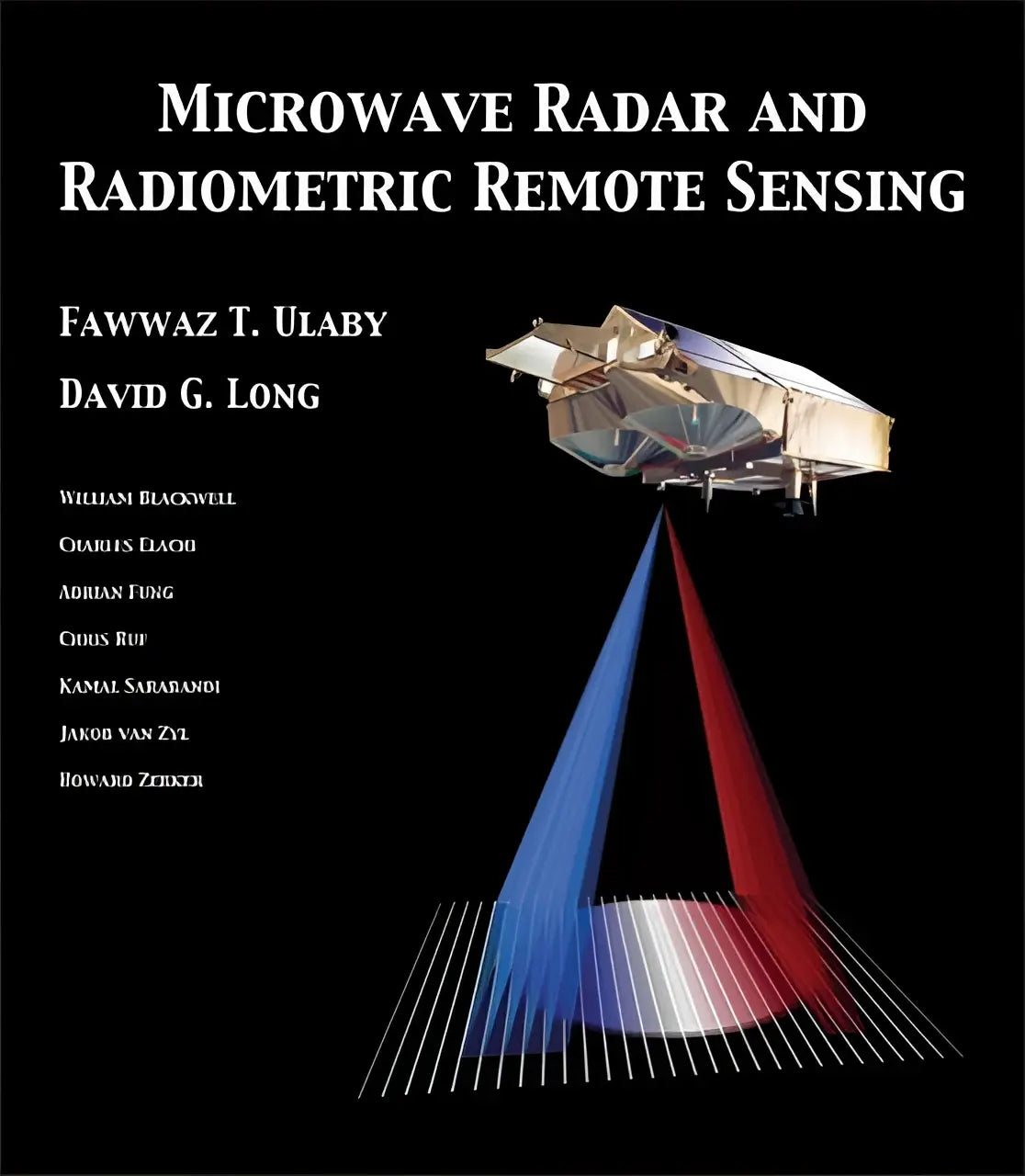 De cover toont een metalen, reflecterende satelliet met blauwe en rode radarstralen voor microwave remote sensing