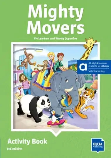 Mighty movers activity book 3rd edition green cover with colorful cartoon animals and children on the front