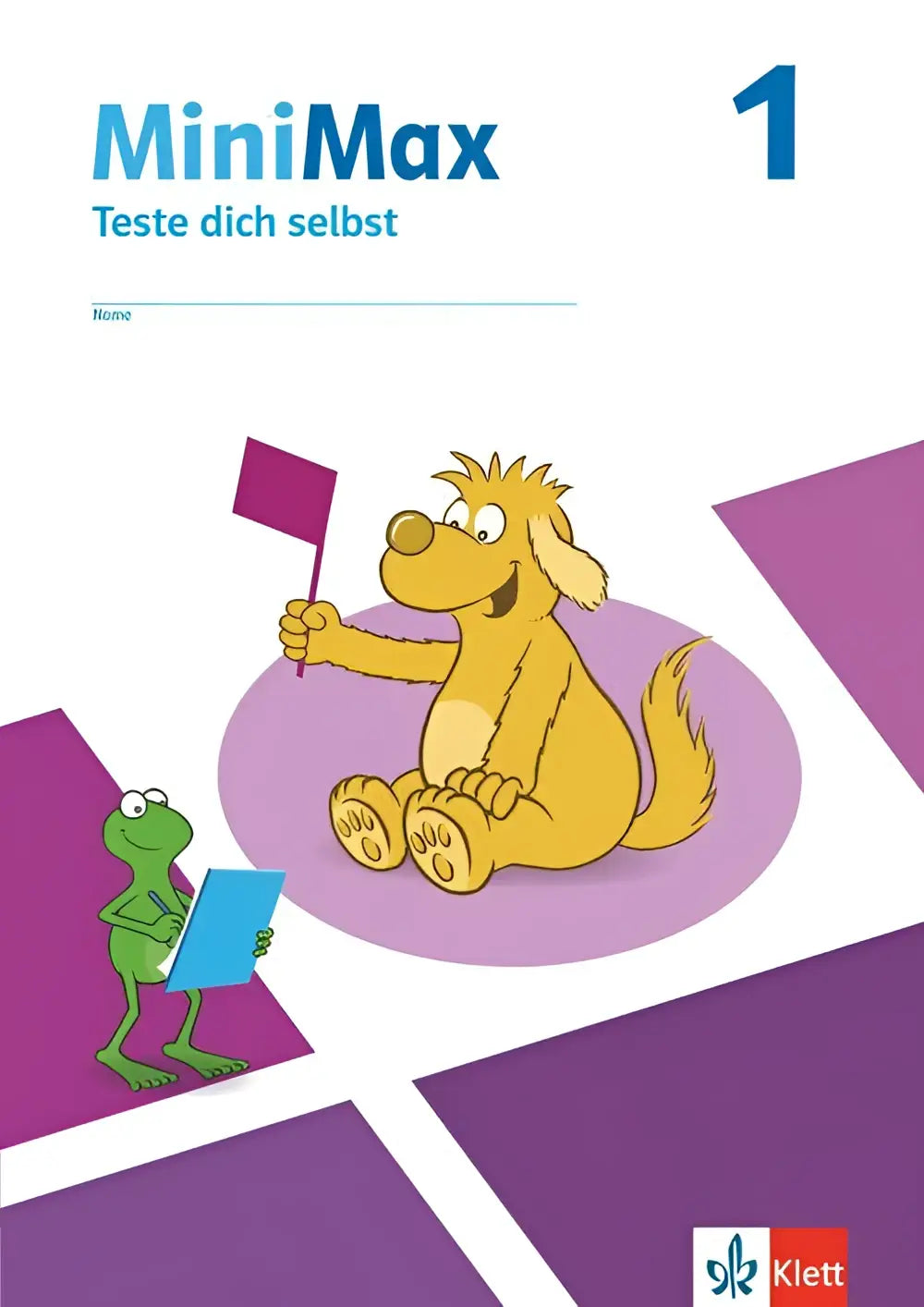 Minimax 1 teste dich selbst workbook cover with a cheerful yellow dog and green frog for dich selbst klasse 1
