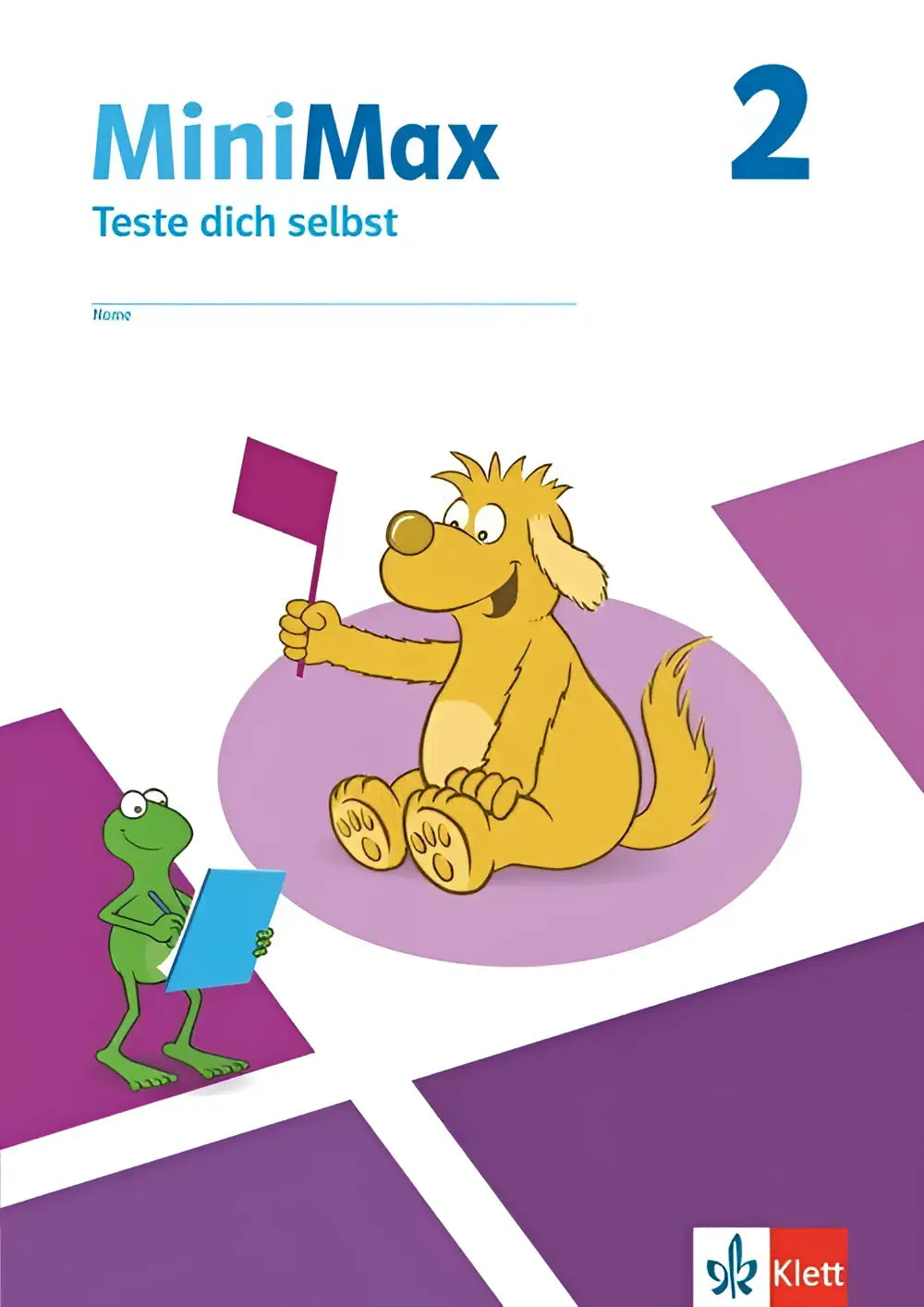Minimax 2 zelftoets werkboek met vrolijke gele hond en groene kikker voor dich selbst klasse 2 teste dich