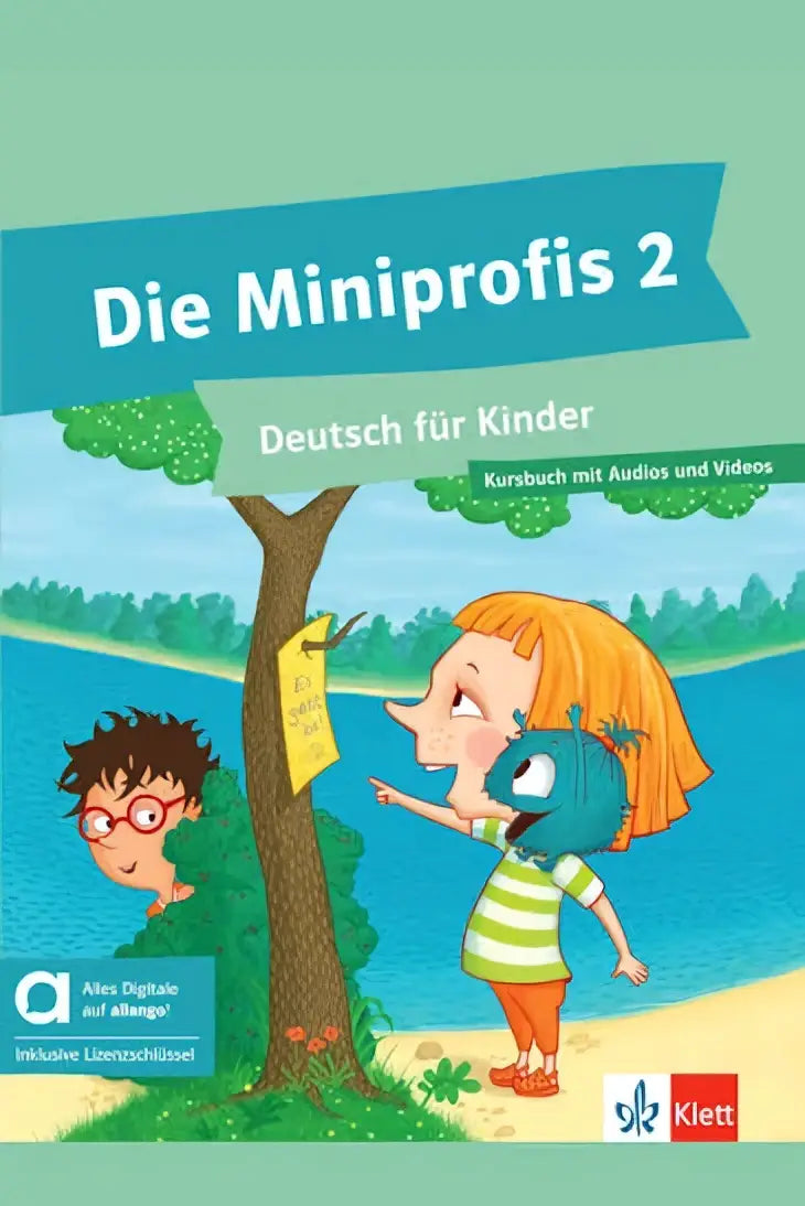 De kleurrijke voorkant van die miniprofis 2 duitse taalmethode hybrid edition met cartoonfiguren en witte tekst