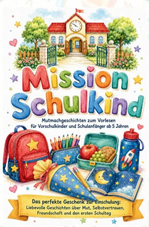 A red and blue star-patterned children’s backpack with zipper closure is das perfekte geschenk zur einschulung and mutmachgeschichten zum vorlesen