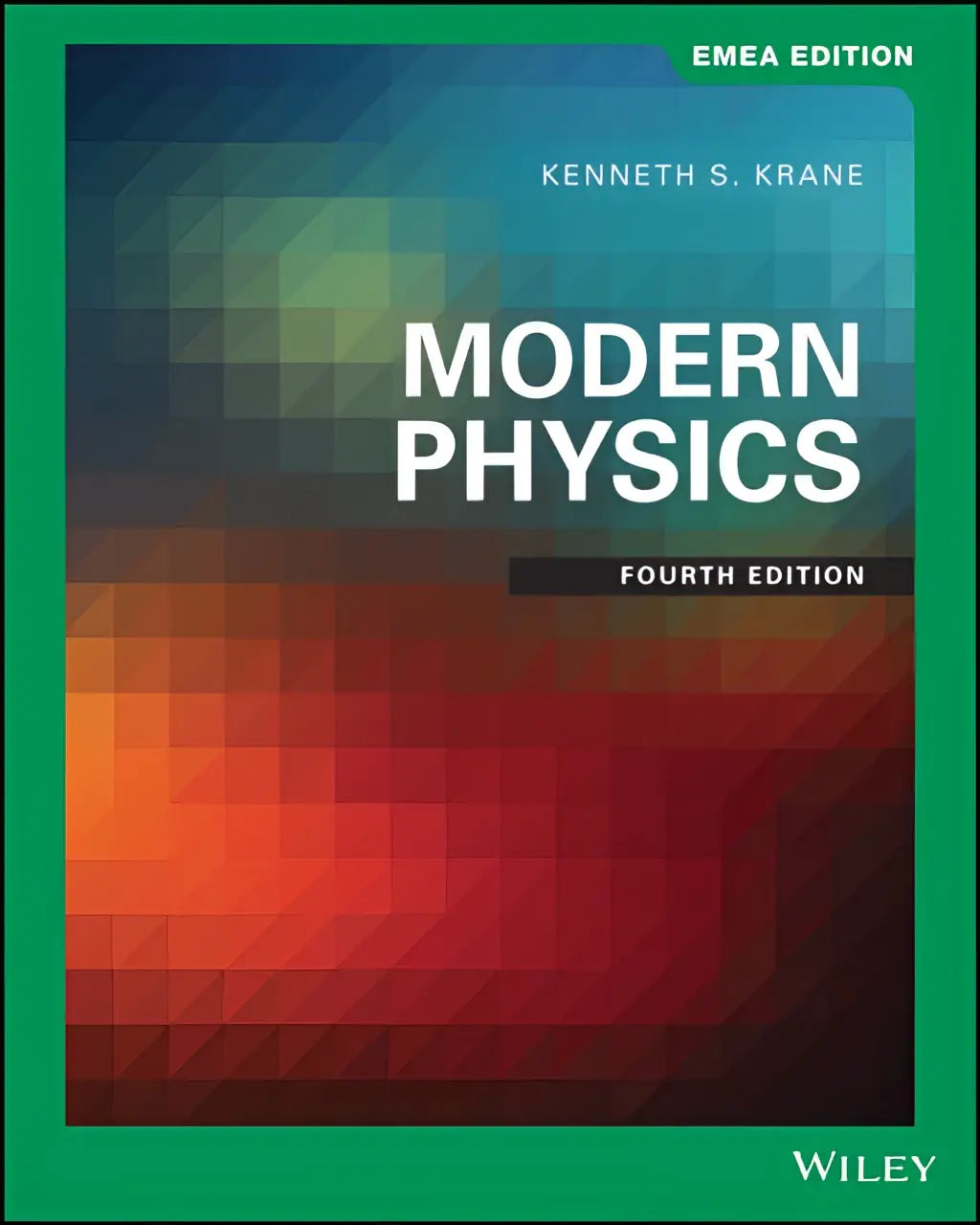 De moderne physics emea edition boekhoes toont een levendige blauw naar oranje gradient met de titel modern physics in wit