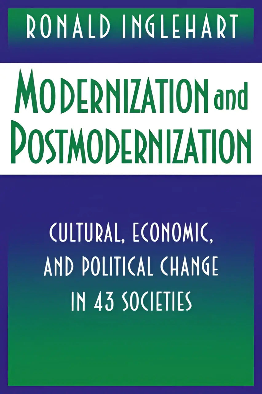 De boekcover van Modernization and Postmodernization toont groene tekst op blauwgroene achtergrond over cultureel en politiek change