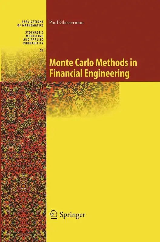 Gele en rode hardcover boek monte carlo methods in financial engineering door paul glasserman, uitgegeven door springer