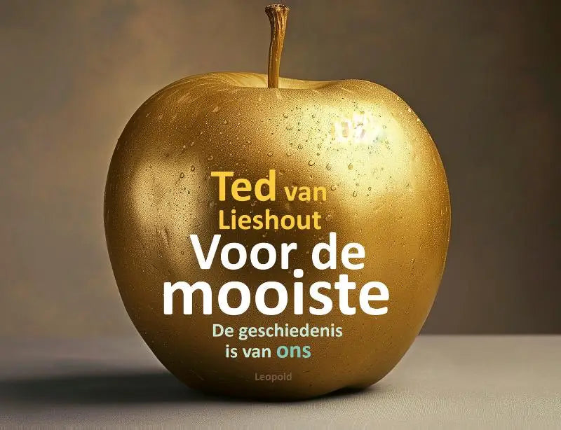 Een gouden appelvormige hardcover met dauwdruppels met de titel voor de mooiste van ted van lieshout