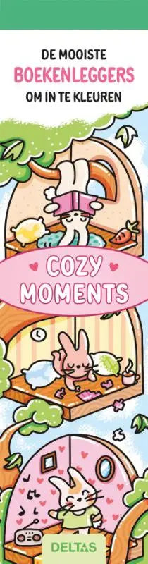 Cozy moments kleurboekenleggers met zachte pasteltinten en charmante konijnenillustraties van deltas chantecler