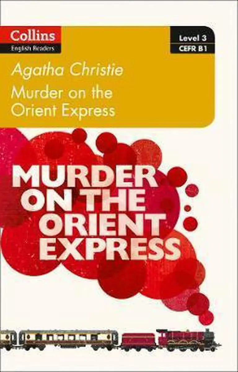 Collins elt readers level 3 book featuring agatha christie murder on the orient express with bold red and white cover for english taal leren