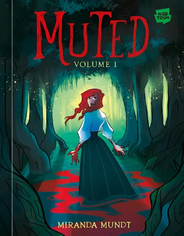 De cover van muted volume 1 door miranda mundt toont een roodharige vrouw in een blauw blouse graphic novel