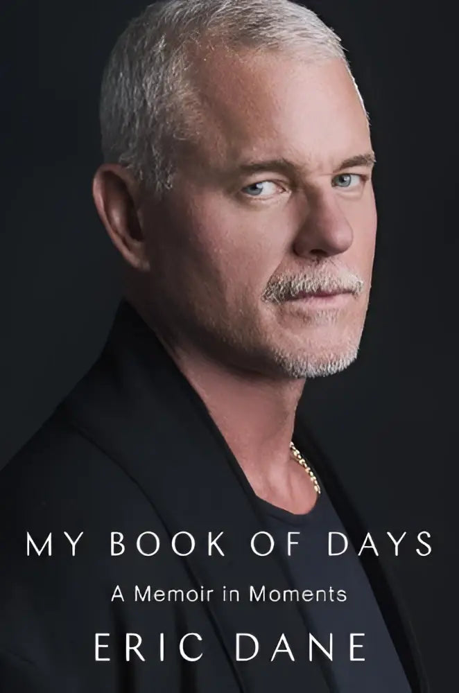 Zwart boekomslag van my book of days door eric dane met zilveren tekst en persoonlijke verhalen van ebury spotlight
