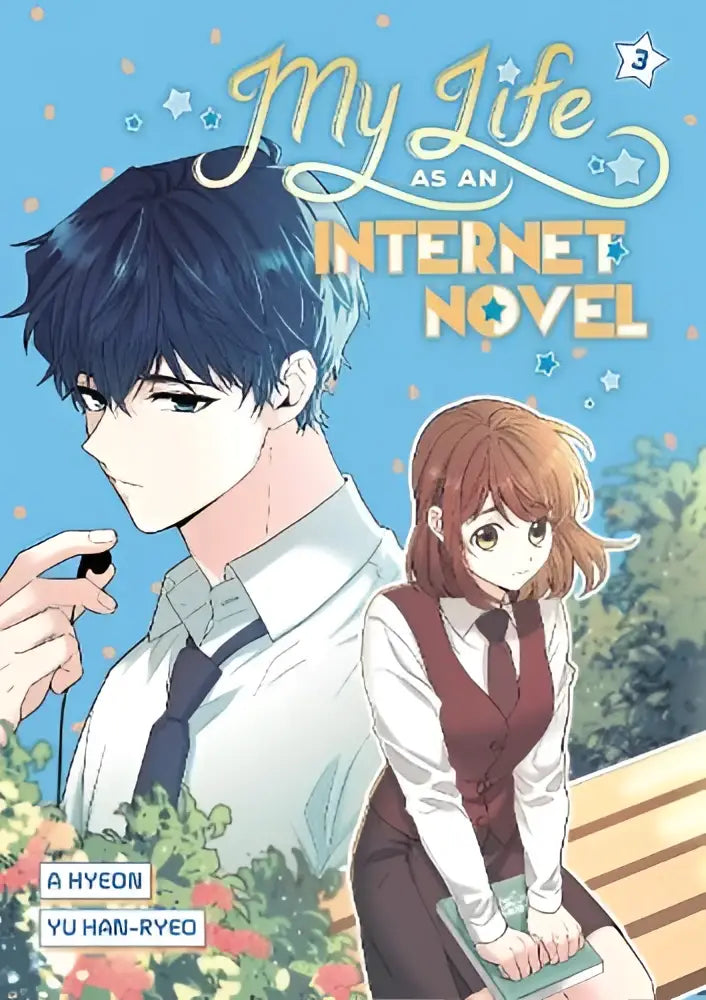 De cover van my life as an internet novel volume 3 toont twee animefiguren op een lichtblauwe achtergrond met sterren