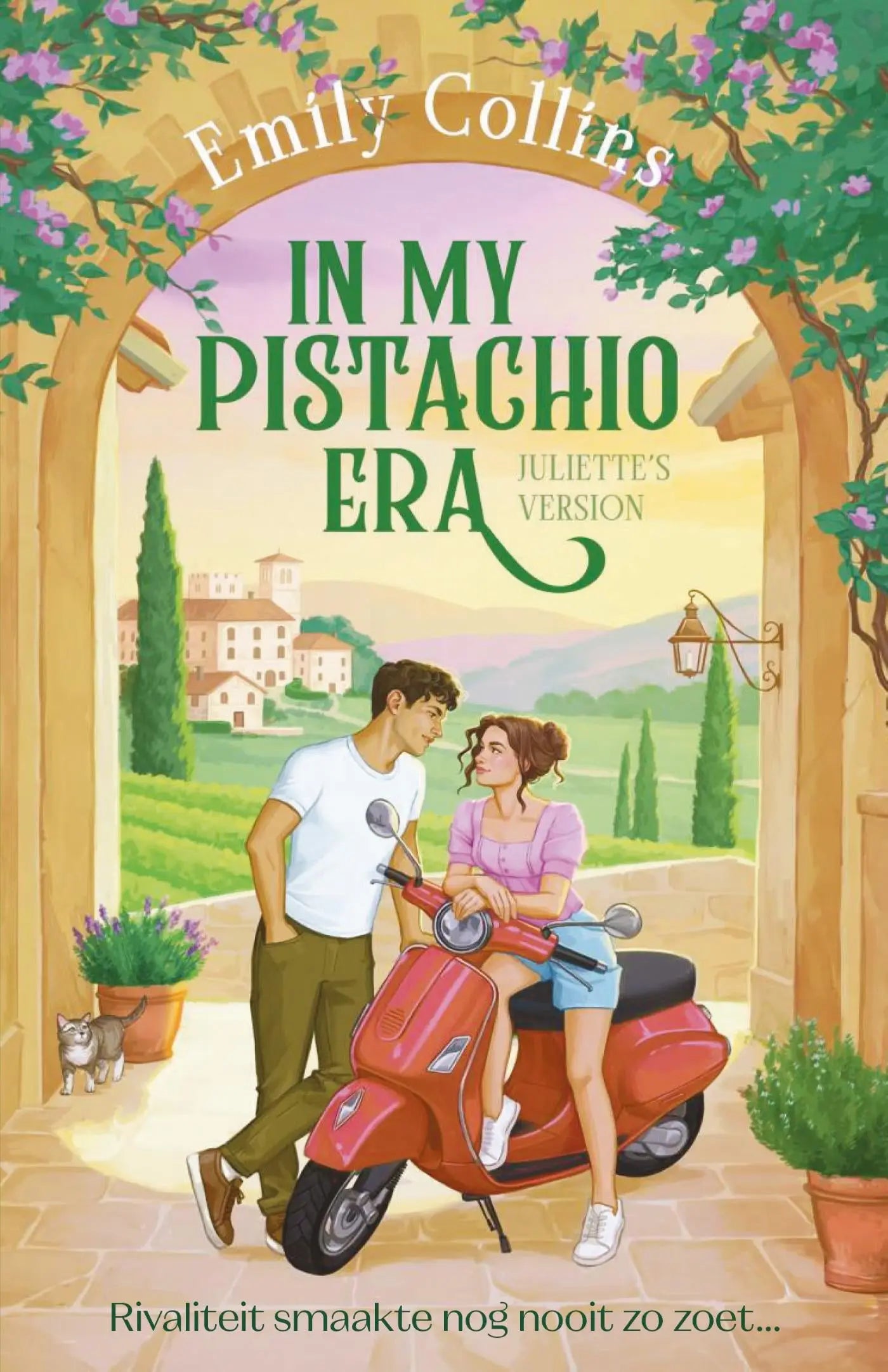 A vibrant red scooter with chrome accents and black seating featured in emily collins pistachio era collection