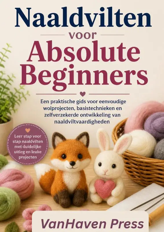 Een praktische gids voor absolute beginners met een charmante oranje witte vilt vos en zachte witte vilt konijn voor eenvoudige wolprojecten