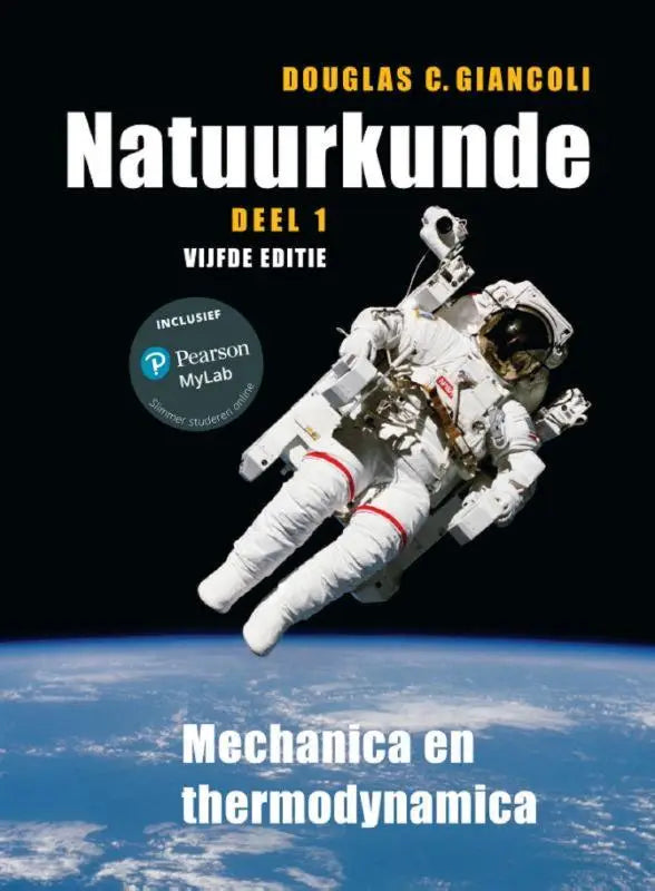 Witte astronaut in ruimtepak zwevend boven aarde voor natuurkunde deel 1 5e druk met mastering productafbeelding