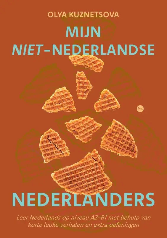 Het boek mijn niet-nederlandse nederlanders heeft een warme oranje omslag met gouden wafels en korte leuke verhalen om leer nederlands te ondersteunen