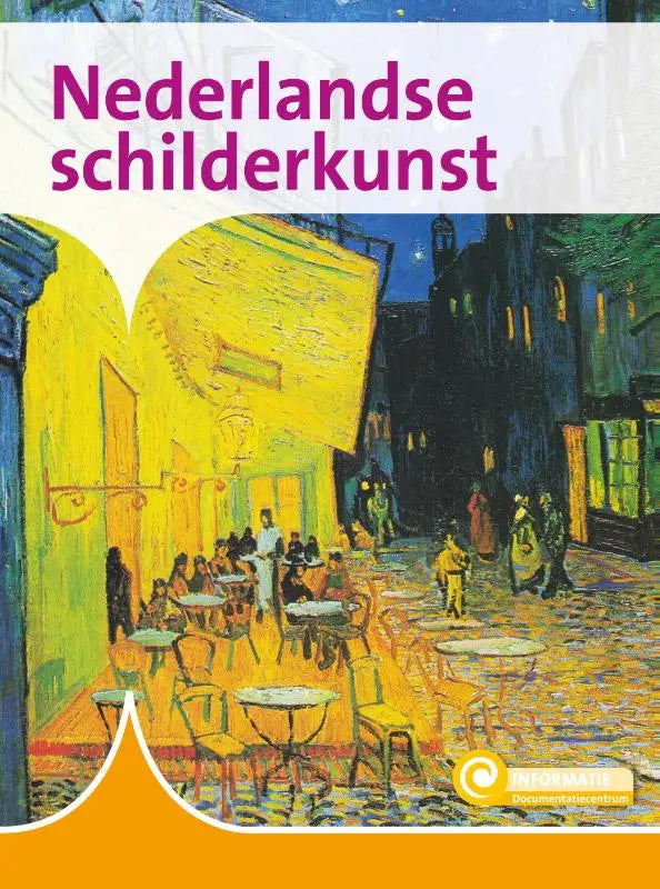 De cover van het boek nederlandse schilderkunst toont een impressionistisch cafétafereel met geel en blauw