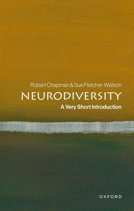 De boekcover van neurodiversity heeft een minimalistisch ontwerp met wit tekst op geel en groen achtergrond