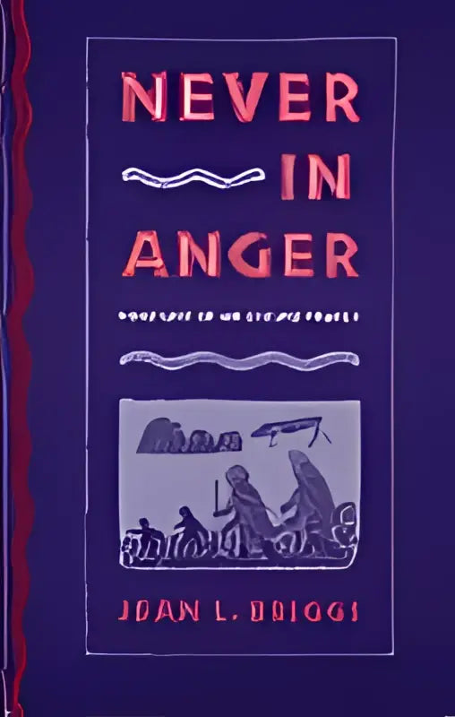 De boekcover van never in anger door jean l toont het portret van een eskimo familie the utku als hoofdthema
