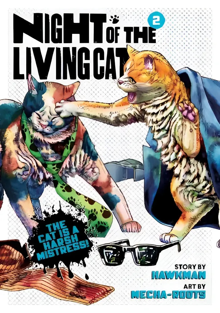 De cover van night of the living cat vol 2 toont twee geïllustreerde katten in levendige kleuren en gedetailleerde patronen