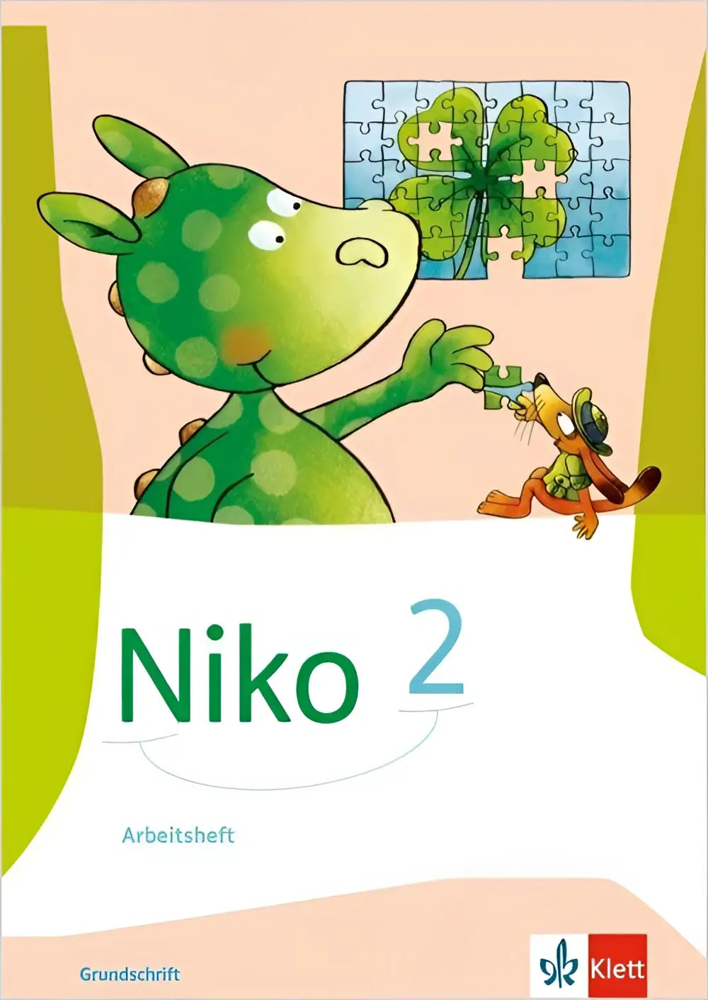 Groen gestipte draak op de cover van niko 2 arbeitsheft zum sprachbuch in grundschrift klasse 2