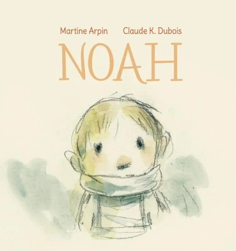 Waterverfillustratie van een jongen met lichtbruin haar en donkere ogen met een sjaal in product noah