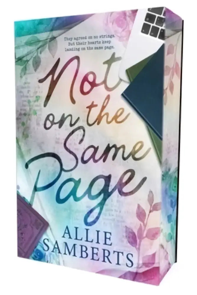 De not on the same page us deluxe edition boek heeft een zachte pastelcover met aquarelbladeren in roze, groen en lavendel