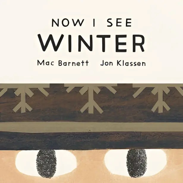 De boekcover van now i see winter toont grote expressieve ogen op een oranje achtergrond en spreekt jonge lezers aan
