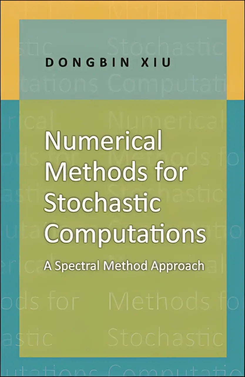De boekomslag van numerical methods for stochastic computations toont een ontwerp met groene en teal panelen