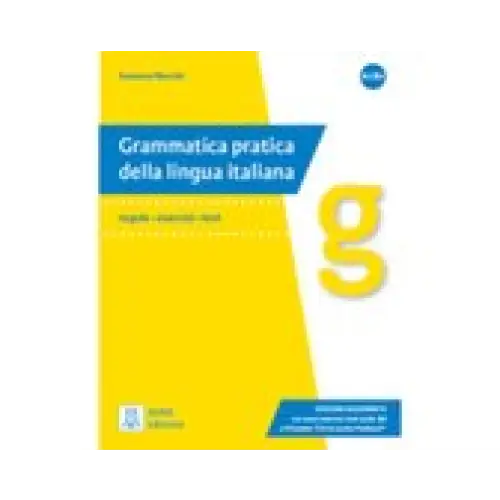 Gele en blauwe Grammatica pratica della lingua italiana met grote gele G