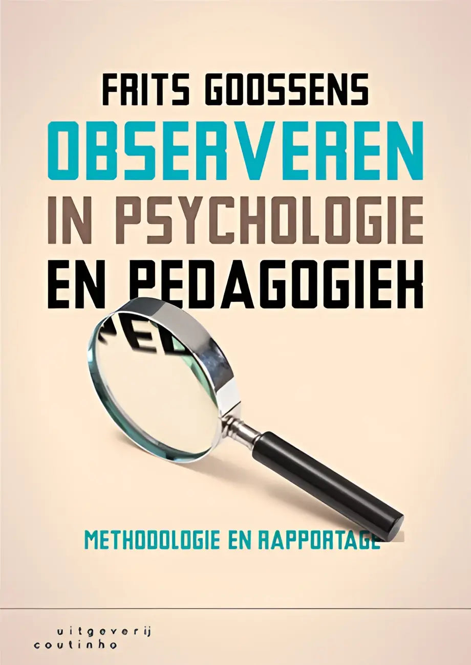 Boekcover Observeren in psychologie en pedagogiek met vergrootglas op beige achtergrond