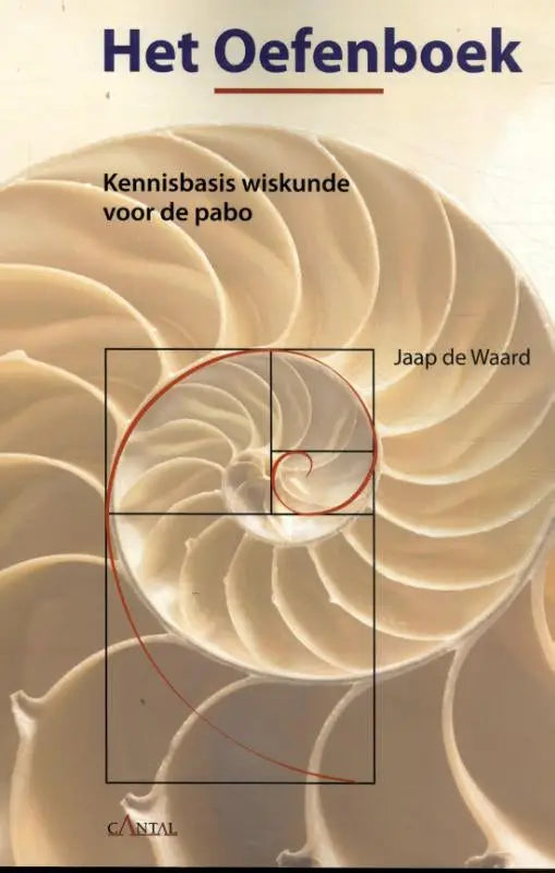 De cover van het oefenboek toont een beige nautilusschelp met rode fibonacci spiraal in educatieve uitgaven algemeen