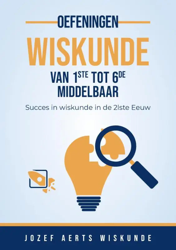 Cover of dutch mathematics textbook oefeningen wiskunde van 1ste tot 6de middelbaar with orange lightbulb design