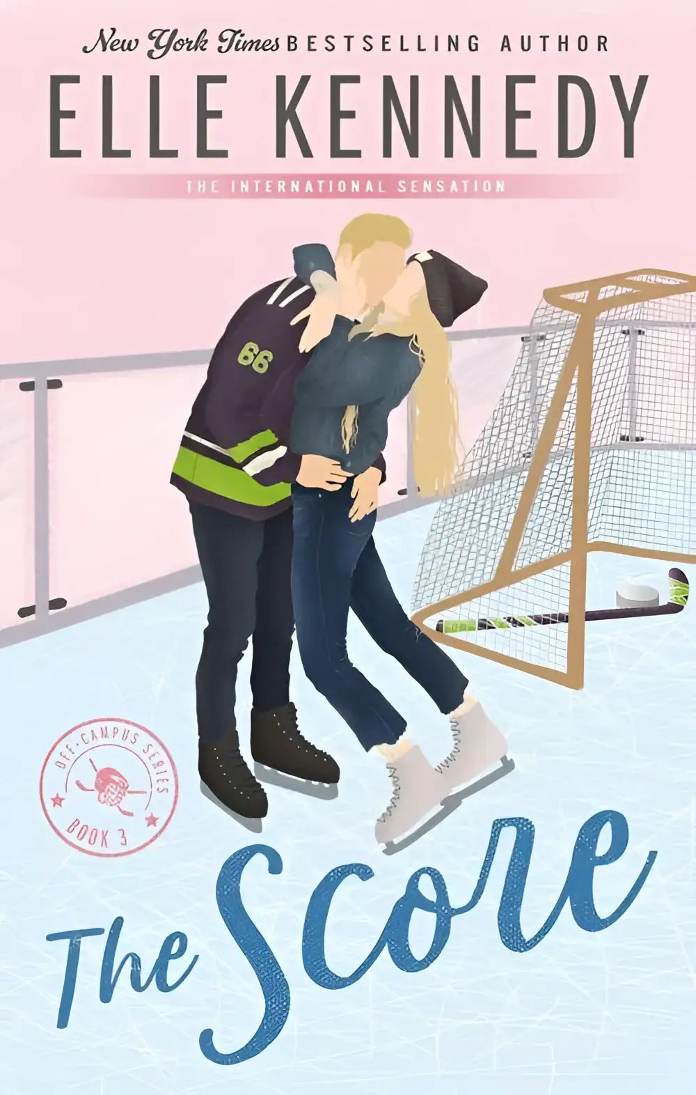 Deze elle kennedy off-campus series shrinkwrapped set van vijf boeken toont the score met een illustratie van een koppel op schaatsen voor een hockeygoal