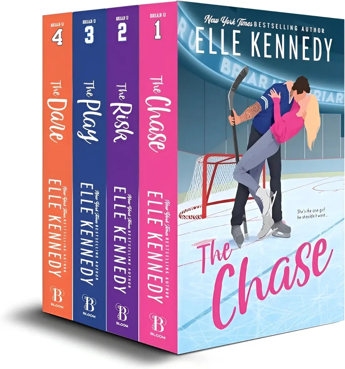 De chase door bestsellerauteur elle kennedy een felroze boek met ijsillustratie uit de briar u-serie set