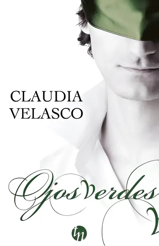 Boek omslag van ojos verdes met een man met groen oogmasker door claudia velasco in zwart-wit