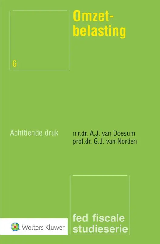Groene boekomslag van omzetbelasting met gele titel en zwarte auteurstekst met uitgeverslogo rechtsonder