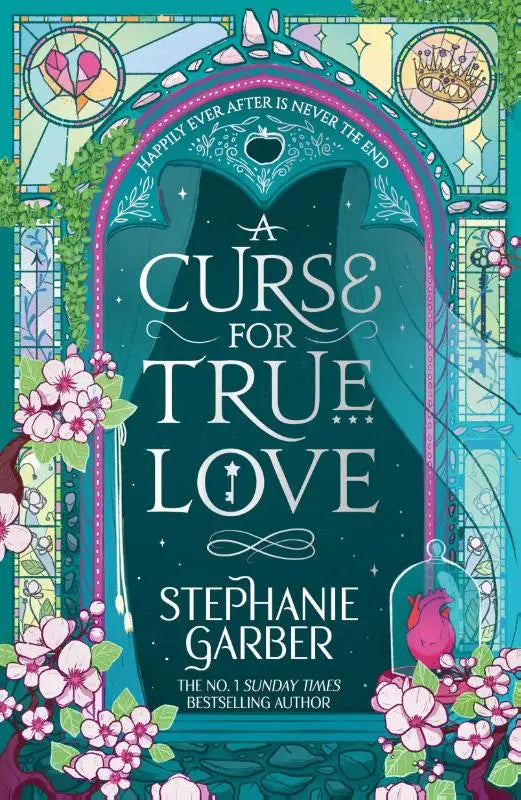 Boekomslag van once upon a broken heart a curse for true love met teal en roze kleuren vloek voor echte liefde