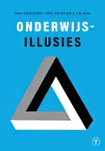 Onderwijsillusies product met zwart-wit optische illusie driehoek en tekst onderwijs-illusies bovenaan