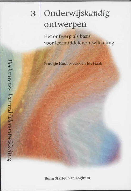 Onderwijskundig ontwerpen boek met zachte abstracte oranje en blauwe geschilderde kaft van froukje hoobroeckx bsl media