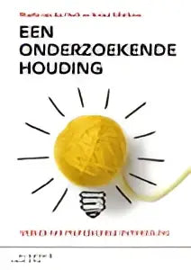 Gele bol garen als lampje met zwarte stralen voor Een onderzoekende houding