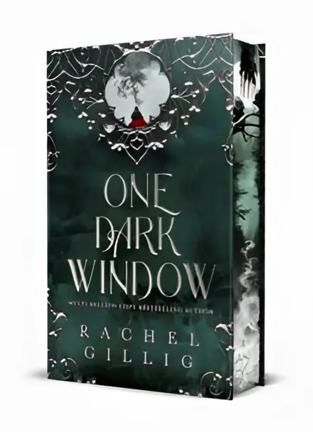 Donkergroen special edition boek one dark window van rachel gillig met zilveren decor en full colour gespoten randen