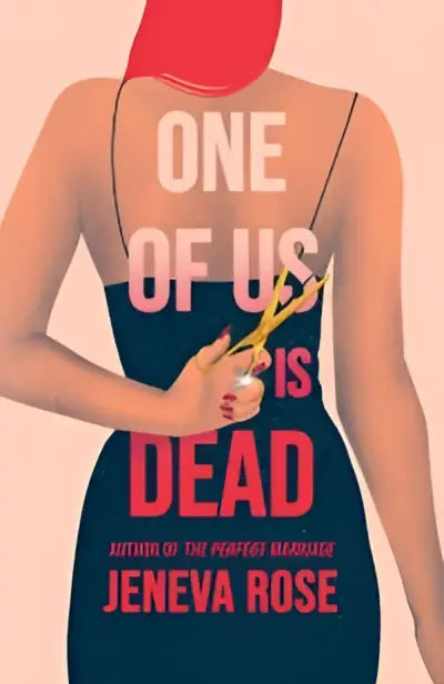 A navy blue dress with thin straps paired with a red headband featured in one of us is dead product