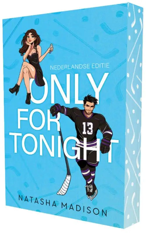 Bluwhardcover van only for tonight door natasha madison met sport romance illustraties van vrouw en hockeyspeler