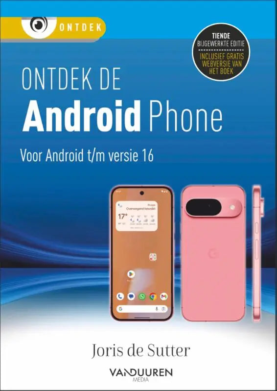 Roze android-smartphone met rechthoekig scherm en cameramodule zichtbaar aan de achterkant van het toestel