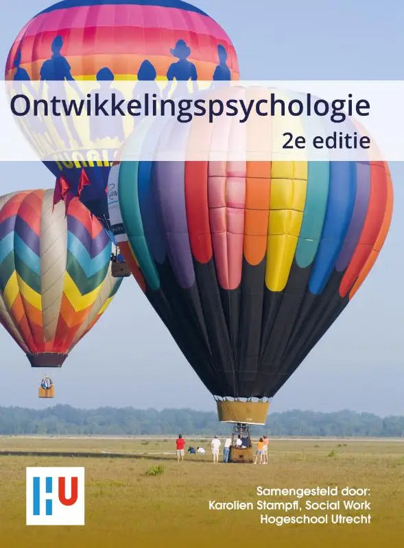 De boekcover van ontwikkelingspsychologie toont een kleurrijke regenboog luchtballon met silhouetten, karolien stampfl, hoger onderwijs, pearson benelux